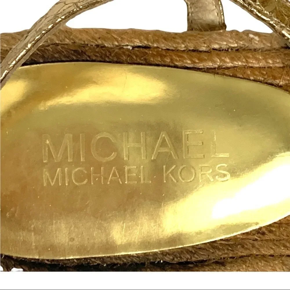 MICHAEL Michael Kors Josie Metallic Gold Python Effect Thong Sandal